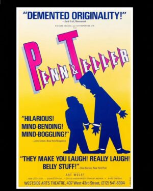 Penn Jillette Instagram - On this day 39 years ago, in 1985, our odd little magic show opened at the Westside Arts Theatre in New York.

#magic #offbroadway #comedy #1985 #NYC #broadway