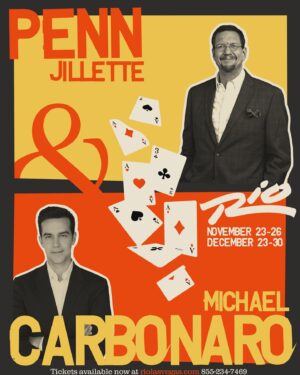 Penn Jillette Instagram - While Teller recovers, I’ll be back on stage @riovegas for a limited run of shows over the November and December holidays with my buddy Michael Carbonaro. Tickets are on sale now for this very limited engagement!

@carbonaro 

Ticket link in bio.