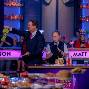 Penn Jillette Instagram - Guy’s Ultimate Game Night TONIGHT!

Premiering Wednesday, October 26th at 9pm- “Magic and Mayhem”
We appear in Guy Fieri’s Flavortown Lounge facing off against Carson Kressley and Matt Iseman for a night of food games!

#GuysUltimateGameNight 
@FoodNetwork @discoveryplus