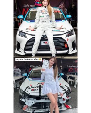 Pete Thongchua Instagram - Before&After สนามบางแสน👉🏽เกือบหลับ แต่กลับมาได้ ของแทร่😂😂 หาที่ยืนบนPodiumมาจนได้ @miya_thongchua #wearethai #thairacer