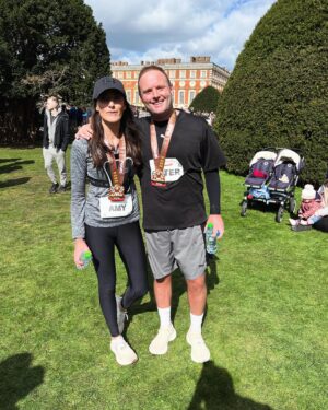 Peter Dale Instagram - First half marathon completed ! Absolutely buzzing 👊🏻❤️. Never thought I’d be able to do that !! 
Great work partner @amylbirchall . Love you ❤️🏃🏼🏃🏻‍♀️