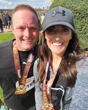 Peter Dale Instagram - First half marathon completed ! Absolutely buzzing 👊🏻❤️. Never thought I’d be able to do that !! 
Great work partner @amylbirchall . Love you ❤️🏃🏼🏃🏻‍♀️