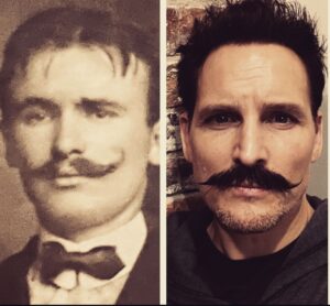 Peter Facinelli Instagram - Picture of my great grandfather on the left. Picture of me on set from my latest film role on tbe right.  My great grandpa is way cooler.