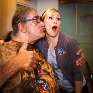 Peter Mayhew Instagram - Flashback to 2015 at the very last Star Wars Weekends in Orlando with Peter, Angie and @AshleyEckstein.  Photo by Cory Parker.

#starwars #mayhewfoundation