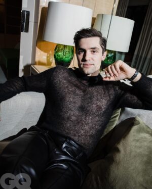 Phil Dunster Instagram - Phil Dunster tried leather for the first time tonight. And he kinda likes it. That's probably because it's from Fendi, and that's probably because it mixes a powerful big coat with some party boy mesh and techno veteran leathers. 

Read about his Big Fit for #GQMOTY at the link in bio. 
Photography by @vickygrout.