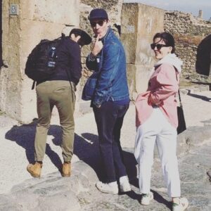 Phoebe Fox Instagram - When we went to Pompeii on our day off from filming and get our asses out cos that’s how we roll. @thegreathulu @mrgwilymlee @sacha_dhawan  #thegreat