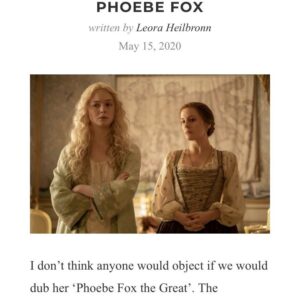Phoebe Fox Instagram - Check out the interview I did with Brief take, where we discuss all things Intrigo:Samaria and The Great. Link is in my bio.