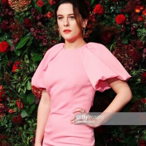 Phoebe Fox Instagram - Got my pink on at the #eveningstandardtheatreawards  Thank you @rebeccavallance for the beautiful dress @jimmychoo for the vertiginous heels. And @mclipstick for my face!
