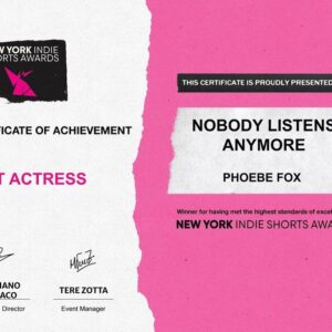Phoebe Fox Instagram - ‘Nobody listens anymore’ a short film written and directed by the inimitable @serpicleo1 won best first time filmmaker short at the New York Indie Short Awards. And I also nabbed best actress. So proud of Leo for this amazing piece of art. Hands down one of my favourite working experiences ever. Do try and seek out the film if you can. #newyorkindieshortsawards