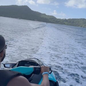 Pierre Abena Instagram - If there is adrenaline involved, sign me up! 🌊 @tahititourisme  organized some spectacular activities for my visit to Bora Bora, including a high speed jet ski excursion and diving with sharks and manta rays 🦈🤿 I’ve done jet-ski before, but these waters and surroundings made it so special! #LoveTahiti #theislandsoftahiti