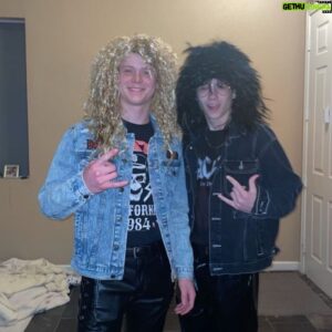 Preston Oliver Instagram - Me and @_jordan_oliver__ halloween costumes! Were supposed to be rockers so 😂