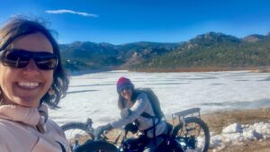 Quinn Brett Instagram - 22 wheels   4 working limbs = 2 happy hearted gals. 
.
.
.
Grateful for my friend @snowgirl027 and our like-minded desire for spirited adventure, independence AND team work. #friendship. #math #impossibleisnothing #handcycle 
.
.
.
.
.
.
.
 .
#climbing #rockclimbing #enduranceathlete #skiing #mountains #mountainbiking #trailrunning #running #roadbiking #crossfit #yoga #paragliding #outdoors #athlete #spinalcordinjury #spinalcordresearch #paralyzed #medicine #walking #peeing #protectpubliclands #nationalparks #wilderness #disability