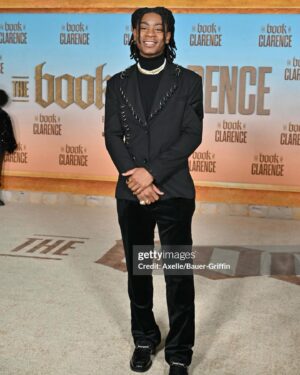 RJ Cyler Instagram - Carpet dump 😮‍💨😇💪🏾.
.
.
.
.
@bookofclarence IN THEATERS NOW.
.
.
..
.
.
STYLING BY: @kierraxbailey 
CUSTOM JEWELRY: @dnj.made.it 
GROOMING : @elysethoms 
📸: @chevy.raw