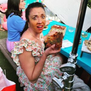 Rachel Alig Instagram - I booked a commercial for a new pizza.  Things got messy. Like… very messy.  Should you be involved in a pizza commercial this is not guaranteed to happen.  It is however, if I’m participating.  Food fight!!!
