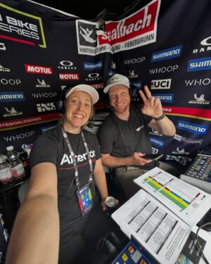 Rachel Atherton Instagram - LEOGANG ❤️🤩🙏🏽👍 we had SUCH a good time, coming on holiday to watch a World Cup was actually so good! Meeting loads of you guys, and
 I got to do a bit of commentary which was so fun 🙏🏽 & hang out with my girl in the most epic place & watch her bike skills progress and buy her a full face helmet & she looks so cute in it 🥰😂

and then watch the World Cup race!
 So so good :-) 
We don’t want to leave this place - it’s so nice to experience these venues in a different way to when I was racing! 
YouTube vlog dropping tomorrow 🥰😜
.
@biohotelrupertus thank you so much ❤️
@bikeparkleogang ❤️
@redbulluk 
@athertonbikes