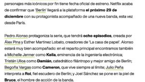 Rachel Lascar Instagram - Que ganas de compartir esta noticia. el 29 de diciembre vamos de estreno: BERLÍN llega a Netflix 🔥🔥❤️

Heureuse d'annoncer que Berlín sortira le 29 décembre sur Netflix . Save the date !

#lacasadepapelberlin #netflix
#BERLIN
@vancouvermediaproducciones @lacasadepapel @netflixes @netflix @alexpinaoficial @pedroalonsoochoro @michellejoyjenner @trisulloa @begovargas @juliopfernandez @sanchezzjoel @samvsiqueiros @najwanimri @itziarituno @julienpaschal @rachel_lascar @leirayserrano 
#albertpinto @davidbarrocal @geoffreycowper @decaraactores
#rachellascar #rachel_lascar
