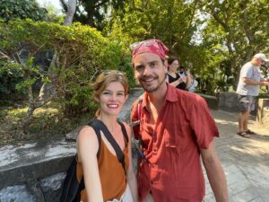 Rachel Melvin Instagram - For our first official day in #Phuket our friends @only1dust and @ployrungdebard treated us to a private driver who took us all over the city seeing all there was to see. There’s nothing like being shown around by locals, and we could not be more grateful to both of them for giving us the best first day ❤️

Photo 1 - @thekevinbarrett and I at #karonviewpoint

Photo 2 - the view from #Karon viewpoint

Photo 3 -  the #BigBuddah in Phuket; believe me it is BIG. The tile work on the statue is absolutely astounding. 

Photo 4 - taking a photo with our golden trinket we hung on a tree on the grounds of the Big Buddah Phuket 

Photo 5 - the monks alms bowls at the Big Buddah Phuket You add baht to the 32 bowls for good luck & 32 healthy organs. So far, it’s seemingly worked 🤞🏻

Photo 6 - lunch at @khaorangbreezerestaurant was an absolute surprise and delight, treated to us by Ploy and Dustin DeBard ❤️ I was so excited to see the #view of the entire city from this amazing spot

Photo 7 - after lunch we saw our first wild monkey!!!

Photo 8 - #PhuketOldTown these 100  yr old buildings were such eye candy for #design. I was in heaven.

Photo 9 - the delicious #dairyfree #icecream @torrysicecream in Phuket Old Town. O.M.G. It was gone too fast. And the brass woks they served it in? Must have.

Photo 10 - #sunset from #CafePhuketViewpoint where we enjoyed drinks hanging over the #andamansea in nets with unobstructed views what a way to end of our first day

.
.
.
.
.
.
.

#honeymoon #honeymooninthailand #thailand #thailandtravel #phuket #phuketthailand #thai #adventure #honeymoondestinations #thailandhoneymoon #phuketisland #thailandmonkey #wildmonkey