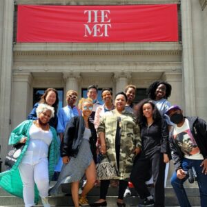 Radha Blank Instagram - And that’s a wrap on #wegoodthx for @metcostumeinstitute #inamericamet exhibit! 

Thanks to Andrew Bolton and The Met for this distinguished invitation. Thanks to all of the Met staff and artisans who helped me bring this vision to life (see previous posts) 

Dedicating THIS post to all my wonderful friends and family who always come out to support and who in this epic moment for me as an artist- (in the absence of my parents), have really become a life line. MY FRAMILY.  Love you guys! 

A very special thank you to my best friend, favorite artist, art teacher and co-conspirator, my mother #carolblank who always encouraged my big creative visions and who, (with my only having a few weeks to execute this baby) clearly planted the seed for this idea from on high! What a wonderful gift for our bday month! Thanks Mommy! We did it! 

Proud moment was to get to share this with my nieces and nephews. I hope your auntie inspires you as much as I embarrass you. 😘❤️🤣

#carolsdawta #rajasgal #carolblank #radhablank #blackwomenartists #lookma #lookmommy #twinlibras #924