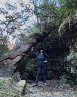 Rae Johnston Instagram - This morning’s walk on Darug Country, quiet gratitude-filled moments by the water in this sacred women’s place 🤎

If you visit here please be respectful and stay behind the barriers in the cave x 

#bluemountains #darugcountry #wallscave