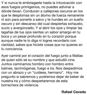 Rafael Cavada Instagram - "Ebrios de ira"; imágenes que quedaron en mi cabeza después de una noche de reporteo