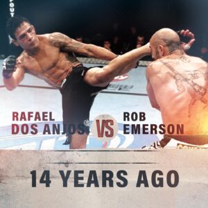 Rafael dos Anjos Instagram - Fourteen years ago, on this very date, I took my first step towards UFC glory. And guess where it happened? 🇺🇸 Texas, of all places. Now, isn't that some God’s coincidence? 🙌🏻

Back then, I was just a young gun with big dreams, and UFC was the ultimate battleground. I had trained hard, sweated buckets, and sacrificed more pizza slices than I'd like to admit. But all that effort paid off when I stepped into that octagon.🥊

After two defeats in the organization I achieved my first victory. And it was also in Texas that I won my UFC tittle.🏆 
Fast forward to today, and here I am, living in the Lone Star State. Call it fate, call it destiny, but it's like the God knew this was my place. So, here's to that unforgettable victory, my first belt, and the one that kicked off this wild UFC journey, and here's to Texas!🎯
.
.
.
#texas #14yearsAgo#UFChistory #ufc #firstvictory
…………………………………………………………………………………
Há quatorze anos, nesta mesma data, dei meu primeiro passo rumo à glória no UFC. E adivinha onde isso aconteceu? No Texas. Isso não é alguma coincidência de Deus?

Naquela época, eu era apenas um jovem com grandes sonhos, e o UFC era o campo de batalha definitivo. Eu treinei muito, suei muito e sacrifiquei mais fatias de pizza mais do que gostaria. Mas todo esse esforço valeu a pena quando entrei naquele octógono. Depois de duas derrotas na organização, eu consegui minha primeira vitória. E foi também no Texas que ganhei meu título do UFC.

Avançando até hoje, aqui estou, morando no Estado da Estrela Solitária. Chame isso de fato, chame de destino, mas é como se Deus soubesse que este era o meu lugar. Então, um brinde àquela vitória inesquecível, meu primeiro cinturão, e a local que deu início a essa jornada no UFC, e um brinde ao Texas!