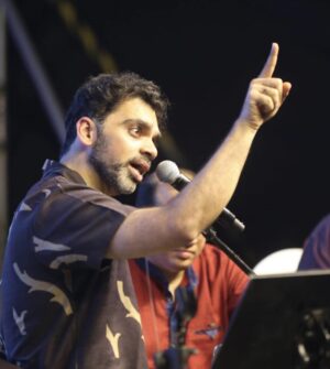 Rahul Deshpande Instagram - There are some moments which last forever. Never thought I would be able to pull this off. My favourite Kishoreda and Panchamda.. a big thanks to my lovely “punekars” who never let me down and always encourage me to give my best. Thanks to dear Antara for singing so beautifully. And my dearest friends without whom this couldn’t be a collective. Bapi, prasad, amogh, Kamlesh, aadi, atul, rohan and ninad ! Thankyou sakal for always believing in me ! And blue ramp for coming up with this concept !