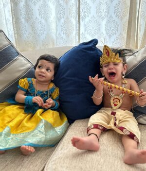 Rahul Ravindran Instagram - Happy Krishna Janmasthami to everyone from our Subhadra and Krishna❤️👣👣