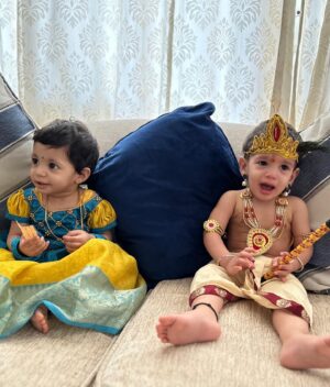 Rahul Ravindran Instagram - Happy Krishna Janmasthami to everyone from our Subhadra and Krishna❤️👣👣