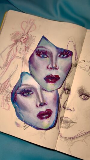 Raja Gemini Instagram - Day 36 #366daysofdrag 

A quick sketchbook study inspired by the icon that is my drag mother @sutanamrull ❤️
You’re the best 👻

#dailydrag #dragrace #oilpastel