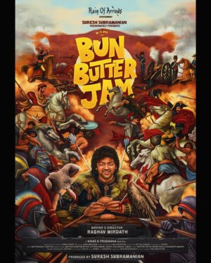 Raju Jeyamohan Instagram - #BunButterJam first look poster. Manasula Enna thonudho Sollunga :) bless me! 🙏🏻. 
A @nivas.k.prasanna Musical 
Written & Directed by @raghavmirdath 
Produced by @RainofarrowsENT 

#BunButterJamMovie #BBJ #பன்பட்டர்ஜாம்

@babukumar_dop @sasikumarsasikumar716 @sathishoffl @johnsoncinepro @thebrandmax @riseshinetalent
