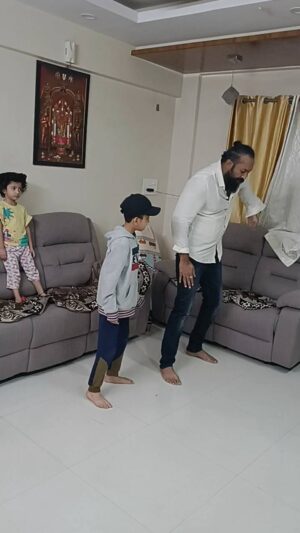 Ramachandra Raju Instagram - Dance with my son on this sunday a funday😄😄 #Bones @imaginedragons