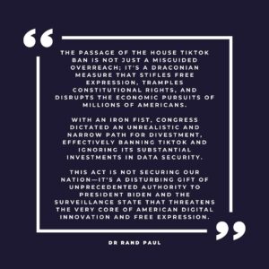 Rand Paul Instagram - My statement on the House #TikTok ban!