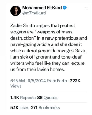 Randa Abdel-Fattah Instagram - Palestinians are "resisting" genocide actually. I beg people still using the word 'nuance' and 'complex' 7 months into this live-streamed genocide, read Palestinians who have written libraries worth of beautiful, compelling, brilliant nuance. After 76 years of nuance, our children's bodies are being ripped and burnt to shreds on our phone screens whilst pretentious writers think that
students protesting over 14,000 slaughtered children need to consider how Zionists feel about their protests.
Swipe right for some 'nuanced' takes.
