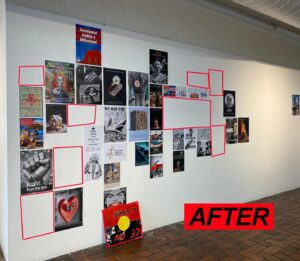 Randa Abdel-Fattah Instagram - VANDALISM AGAINST PRO-PALESTINE ACTIVIST MATERIAL @ouranu School of Art and Design exhibition on activism‼️

Over the past few weeks, students at SOAD have been putting together an exhibition on student activism. 
This morning, it was discovered that all posters, banners, and other material related to Pro-Palestine activism were removed or destroyed, whilst other exhibits remained. 

This horrific display of vandalism is not only an infringement on our right to free speech and protest, but a clear act of racism. We will not allow this to be overlooked. We call on the university to investigate these blatant racist attacks. We call on the university to stand by the right of students to express their solidarity with the people of Palestine through protest and artistic expression. We call on the university to take action to prevent further racist abuse and discrimination.

Forever for a free P@lestine🇵🇸✊

[Images depict:
~ Removed Palestine banners
~ Removed Palestine posters from the wall whilst others were kept up
~Posters cut in half to remove the Palestinian flag, but leaving the Aboriginal flag (on the ground) 
~ Removal of unmarked Palestinian flags (without slogans)]