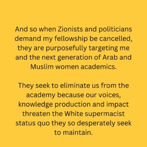 Randa Abdel-Fattah Instagram - Typo alert- the funding has NOT been cancelled. There are demands for it to be  cancelled. 
Yes I'm tired excuse the typo!