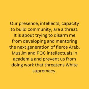 Randa Abdel-Fattah Instagram - Typo alert- the funding has NOT been cancelled. There are demands for it to be  cancelled. 
Yes I'm tired excuse the typo!