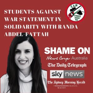 Randa Abdel-Fattah Instagram - Students Against War condemn the racist smearing of Randa Abdel-Fattah. We stand with Palestinians legitimate right to resist. Intifada till Palestine is free. Read our statement responding to the Murdoch press.
