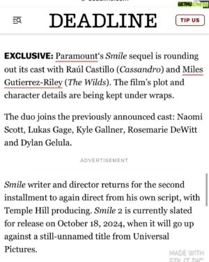 Raúl Castillo Instagram - So proud to be joining this incredible team. And the best part is I get to work with my own personal Valentine @alexis_forte_costumes 

@smilemovie @paramountpics @parkerjfinn. 

Shoutout to @socialrosy for @deadline