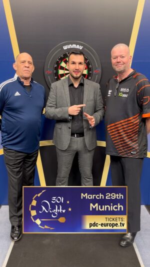 Raymond van Barneveld Instagram - 𝟱𝟬𝟭 𝗡𝗶𝗴𝗵𝘁𝘀 - 𝗧𝗵𝗲 𝗘𝘆𝗲 𝗼𝗳 𝘁𝗵𝗲 𝗧𝗶𝗴𝗲𝗿 🐯👁️ 

Join us at a very special Night in Munich, Ismaning and experience the illustrious career of Raymond van Barneveld like never before! ✨

The event also includes a Meet & Greet, Food, Drinks and a special present - Get one of the last tickets on pdc-europe.tv! 🎟️