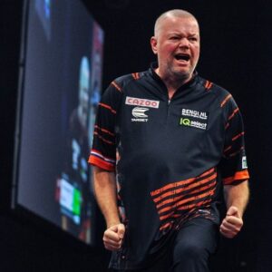Raymond van Barneveld Instagram - 🗣️ About last night…. Wow.

 It was a really tough match as it always is against Gerwyn. 

Had to be at my best to take my chances when they came. 

Delighted to be in the semi finals and really looking forward to Sunday. 

Overwhelmed with all the message of support thank you so much. 

Thanks to my sponsors 
@TargetDarts 
@TOTODartKings 
@BengiBV 
@iqselectbv 
Tournament sponsors @CazooUK 
& 

As always The Barney Army 🐅👍🏼

📷 @pvdarts180 

#GSOD  #Darts #Targetdarts #Pdcdarts #Barney #BarneyArmy #Rvb #raymondvanbarneveld