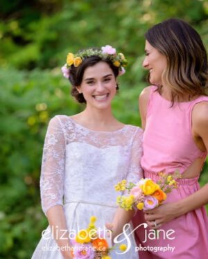 Rebecca Liddiard Instagram - I promise this is my last wedding post! But there are a few people I have to give HUGE shout outs to for providing their services, talent and support!

 📸 Photography by Liz Bradley of @elizabethandjane.photography please look her up for your photo needs!!! She has a very personal touch, I have met her exactly once and I feel like I have made a true friend. She certainly captures the most beautiful and intimate moments.

💄 Makeup by @makeup.by.yelena ooooo she was so good and helped me recreate EXACTLY the look I wanted. Kind and curious, she’s amazing.

Hair by Kate McBride @hairlovebykate also a calming and creative dream! She figured out my hair in 2 min and somehow made it stay beautiful in 42C heat and under a flower crown that came on and off all day.

👰 👗 DRESS restored and altered to perfection by @vintagebride.ca Cher is a masterful seamstress. I found this dress in her treasure trove shop and she made it into literally the most magical thing I have ever put on my body.

🏠 @thebridge_ph who created a safe and blissfully covid-free teeny tiny wedding of our dreams. Also the food was 👌

And finally our Grandmas, the other stars of the show. We wanted them so badly to be there and they came along with the rest of our closest and dearest family. This day was truly a gift, thank you to everyone who made it happen ❤️