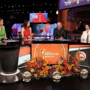 Rebecca Lobo Instagram - I’ve worked the @wnba draft each year since 2004 (first photo). The top 4 picks in that draft were @dianataurasi , @alanabeard , @nicole_powell_ucr and @lindsaywhalen . (@sbird10 joined us for the ‘04 Draft lottery —second photo. Note the folding tray table on the far left of the desk). Third photo is the 2005 Draft and the last one is 2024. Glad we upgraded the furniture.