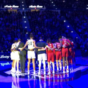 Rebecca Lobo Instagram - The moment of silence tonight was powerful. All of these women knew Kobe and Gigi. The number 2 jersey on the UConn bench brought tears to my eyes.