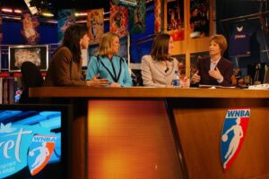 Rebecca Lobo Instagram - I’ve worked the @wnba draft each year since 2004 (first photo). The top 4 picks in that draft were @dianataurasi , @alanabeard , @nicole_powell_ucr and @lindsaywhalen . (@sbird10 joined us for the ‘04 Draft lottery —second photo. Note the folding tray table on the far left of the desk). Third photo is the 2005 Draft and the last one is 2024. Glad we upgraded the furniture.