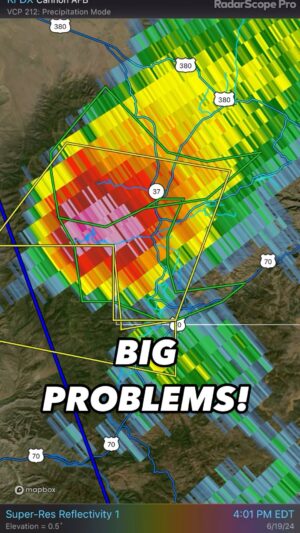Reed Timmer Instagram - BIG PROBLEMS in Ruidoso, New Mexico with a stationary supercell dropping BASEBALL HAIL and triggering a life threatening flash flood / debris flow into an area ravaged by wildfires