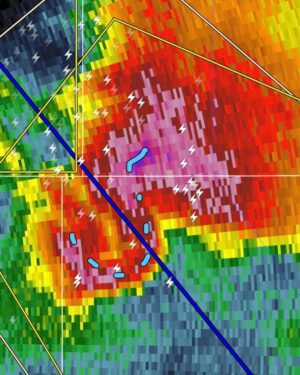 Reed Timmer Instagram - The classic S-shape reflectivity pattern of a gorilla hail producer, over the Nebraska Sandhills