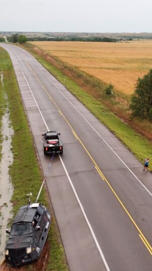 Reed Timmer Instagram - THANK YOU to @MaxArcherWX for pulling the Dominator 3 out of the ditch! We purposely deployed on this beautiful ditch in the path of the wedge #tornado north of Custer City, OK for added safety given a worst case scenario - violent tornado occluding with the Dom3 inside.