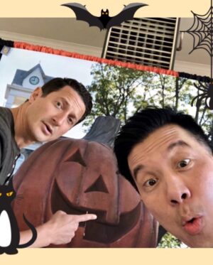 Reggie Lee Instagram - Boo! Happy Halloween! A lil throwback with my good buddy @mrsasharoiz .  Stay safe folks! And enjoy!!! #Grimm 🎃👻🎃👻🍂🍁art courtesy of @kimgaddini