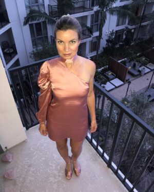 Rena Riffel Instagram - Saturday night in LA, all dressed up and no place to go, but I do have my balcony! @femmeluxefinery #dresses #dress #fashion #saturday #saturdayvibes #staysafe #shoes by @whowhatwear #luxegal