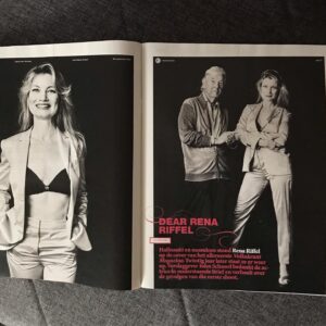 Rena Riffel Instagram - On Dutch newsstands this month! Director Paul Verhoeven and I recreating the @volkskrantmagazine cover from 1999🔥👔🎬#director #magazine #hardcopy #instablackandwhite #renariffel #paulverhoeven #showgirls